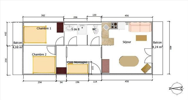 PLAN - APPARTEMENT  BERGERS 94 - VALLOIRE CENTRE