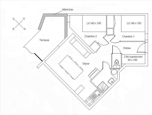 PLAN - APPARTEMENT  THYMEL 44- VALLOIRE LES VERNEYS