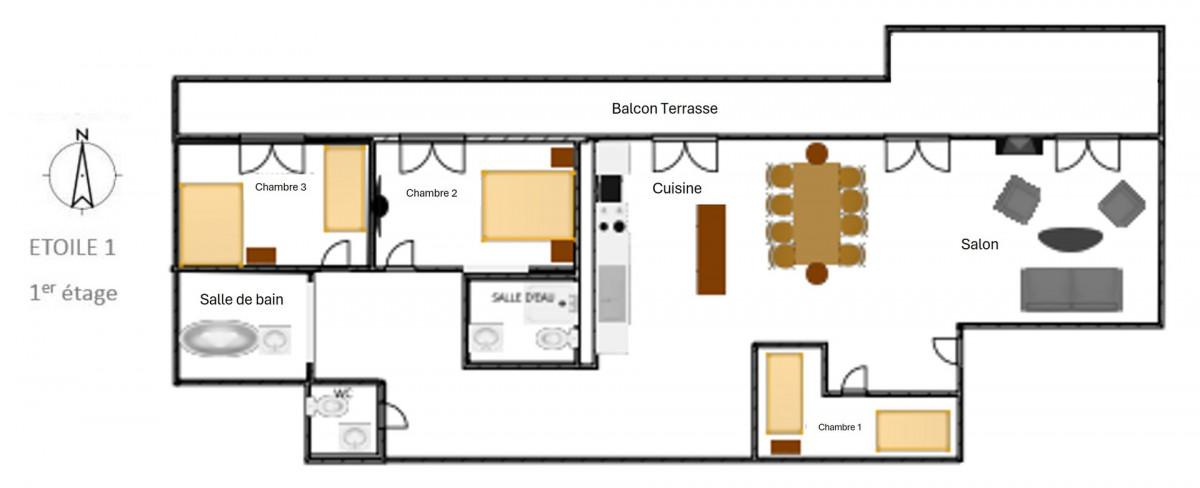 PLAN - APPARTEMENT ETOILE DES NEIGES 1 - VALLOIRE CENTRE