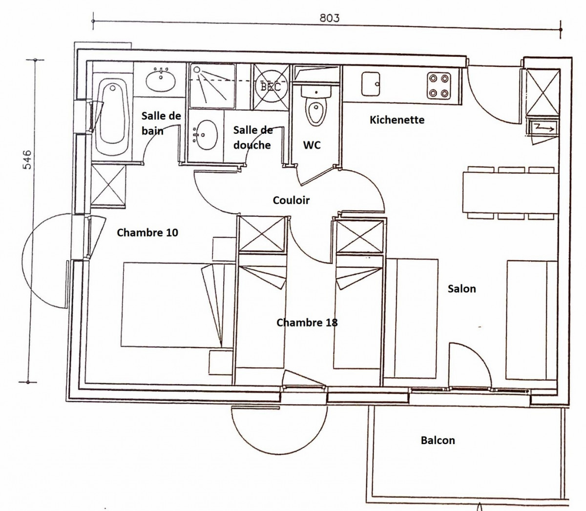 PLAN- APPARTEMENT CHALETS DE LA VALLEE D'OR CAMPANULE 100 - LES CHARBONNIERES VALLOIRE